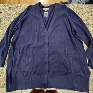 Woman Within Navy Plus Cardigan Nwot